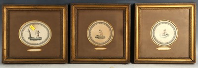 Lot 377 - Two circular and one oval miniature antique...