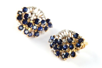 Lot 50 - A pair of sapphire and diamond earrings