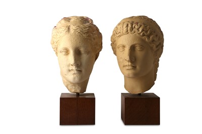 Lot 390 - Two contempory plaster busts