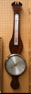 Lot 379 - A mahogany "banjo" barometer with engraved...