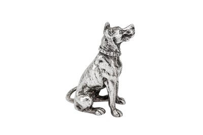 Lot 224 - An early 20th century cast sterling silver model of a Great Dane dog, import marks for Chester 1902 by Samuel Boyce Landeck