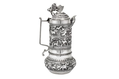 Lot 293 - An unusual late 19th century Anglo – Indian Raj unmarked silver claret jug, Lucknow circa 1890