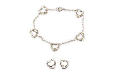Lot 152 - A heart bracelet and earrings, by Elsa Peretti for Tiffany & Co.