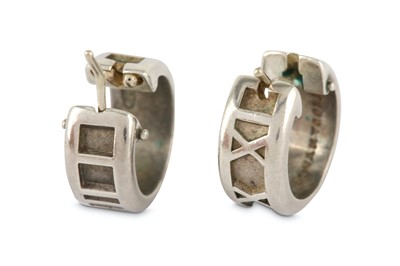 Lot 137 - A pair of Sterling silver Tiffany & Co 'Atlas' hoop earrings