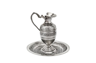 Lot 300 - A late 20th century Egyptian 900 standard silver Turkish coffee set, circa 1985
