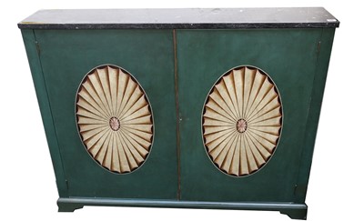 Lot 380 - A painted floor standing cabinet with marble...