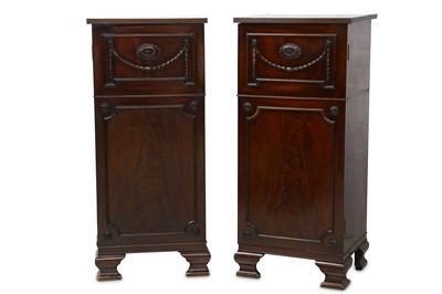 Lot 295 - A pair of Neoclassical mahogany pedestal cabinets
