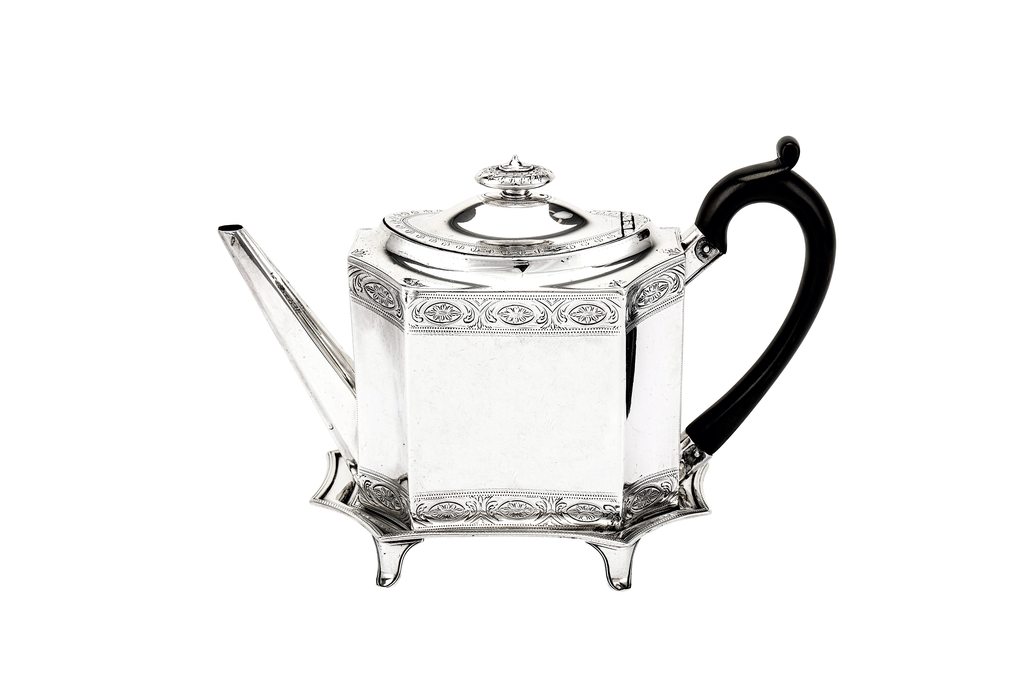 Lot 494 A III sterling silver teapot on stand,