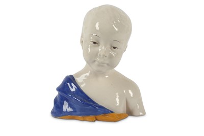 Lot 397 - An Italian Cantagalli Maiolica earthenware bust of a child