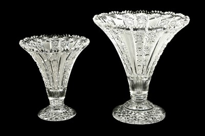 Lot 416 - Two early 20th Century graduated cut glass vases