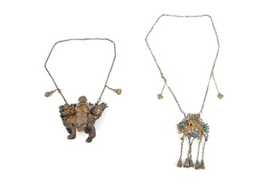 Lot 251 - Two Qing dynasty Chinese pendant necklaces