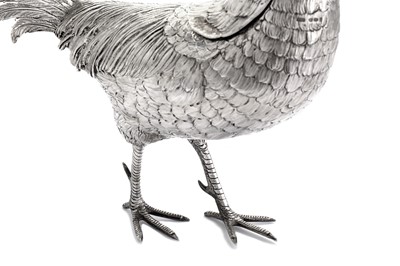 Lot 381 - An early 20th century German sterling silver model of a Chinese golden pheasant, import marks for London 1927 by Thomas Callow & Sons