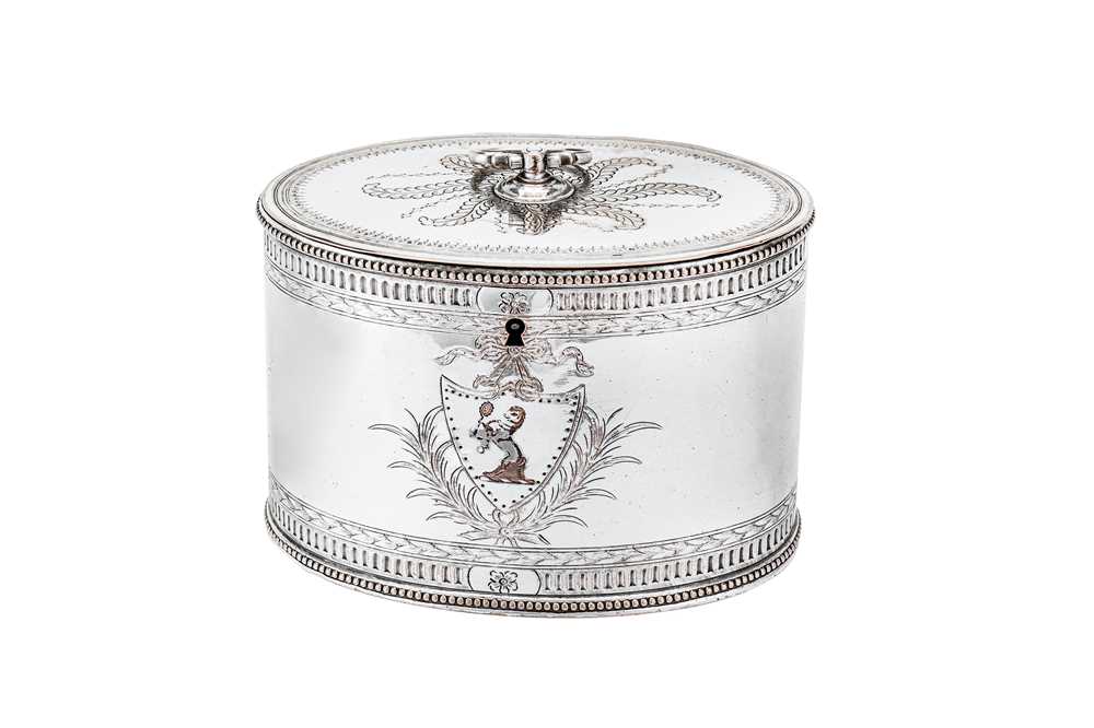 Lot 503 - A George III Old Sheffield Silver Plate tea caddy, Sheffield circa 1780 by J. Younge and Co