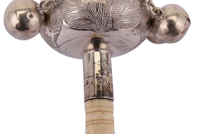 Lot 191 - A George VI sterling silver novelty babies rattle, Birmingham 1946 by Crisford and Norris