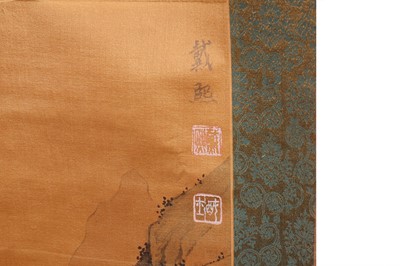 Lot 677 - TWO CHINESE LANDSCAPE HANGING SCROLL PAINTINGS.