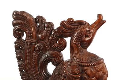 Lot 533 - AN INDIAN CARVED WOODEN COCKRELL