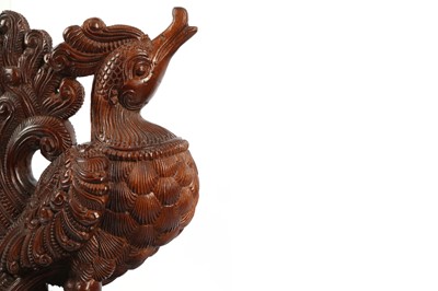 Lot 533 - AN INDIAN CARVED WOODEN COCKRELL