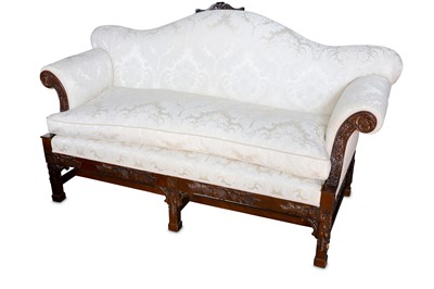 Lot 473 - A Chippendale style mahogany hump back sofa