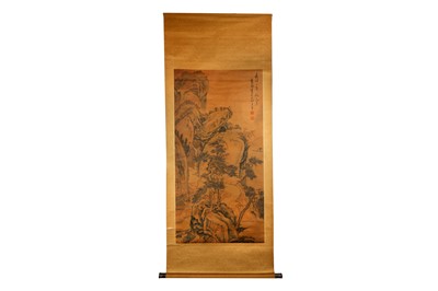 Lot 727 - THREE CHINESE HANGING SCROLL PAINTINGS.