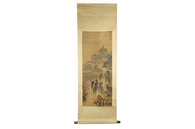 Lot 726 - FOUR CHINESE HANGING SCROLL PAINTINGS ON SILK.