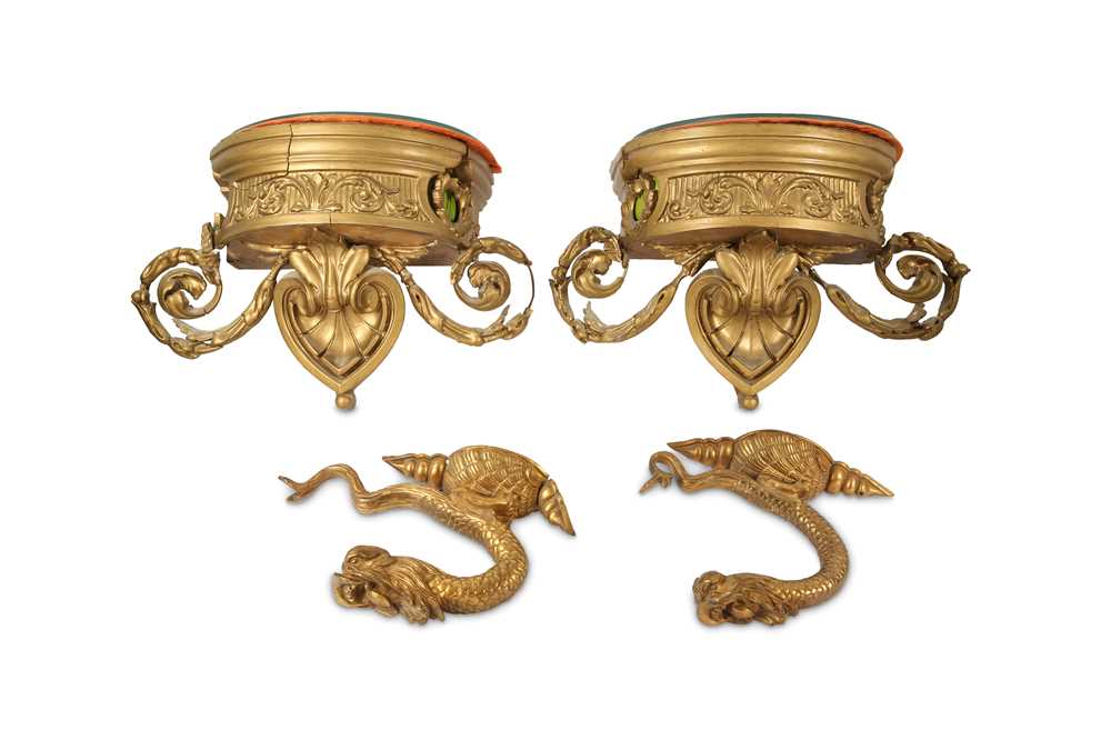Lot 429 - A pair of Victorian gilt bronze dolphin door handles