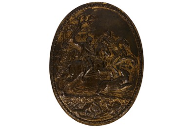 Lot 208 - A late 17th/early 18th century Italian gilt bronze relief
plaque of a mythological hunting scene