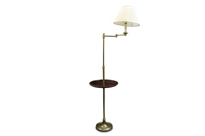 Lot 324 - A late 20th Century adjustable brass reading or standard lamp