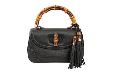 Lot 444 - Gucci Black Leather Bamboo Top Handle