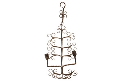 Lot 168 - FOLK ART:  A WROUGHT IRON WALL SCONCE