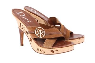 Lot 218 - Christian Dior Brown Love Heeled Mule - Size 40