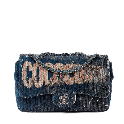 Chanel Limited Edition Blue Sequin Coco Cuba Medium Flap Bag Ruthenium Hardware, 2016 (Very Good)-17