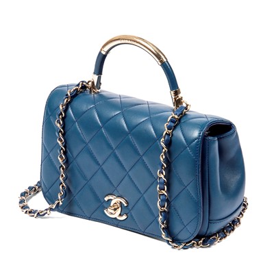 Lot 216 - Chanel Blue Quilted Top Handle Bag