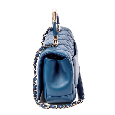 Lot 216 - Chanel Blue Quilted Top Handle Bag
