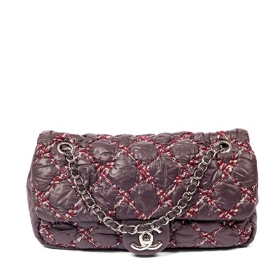 Lot 124 - Chanel Tweed On Stitch Medium Flap Bag