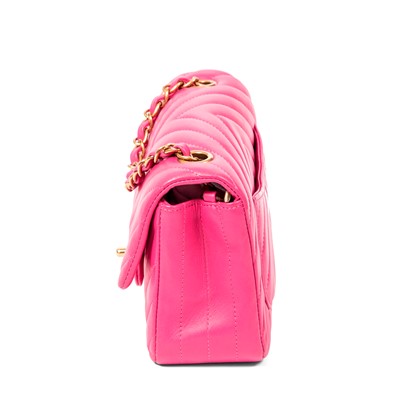 Lot 37 - Chanel Pink Chevron Quilted Mini Flap Bag