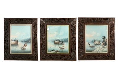 Lot 126 - THREE CHINESE 'WATERY LANDSCAPE' PAINTINGS.