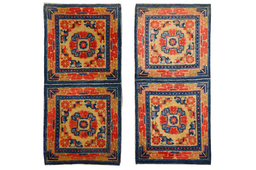 Lot 27 - A PAIR OF DOUBLE SETTED TIBETAN TEMPLE RUGS