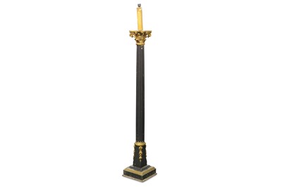 Lot 567 - A Victorian ebonised and parcel gilt torchere converted to a standard lamp