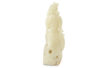 Lot 205 - A CHINESE WHITE JADE 'LADY AND PHOENIX' GROUP.