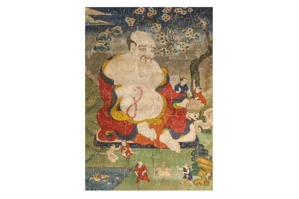 Lot 442 - A MONGOLIAN THANGKA.