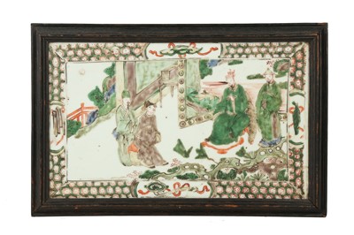 Lot 102 - A CHINESE FAMILLE VERTE TILE.