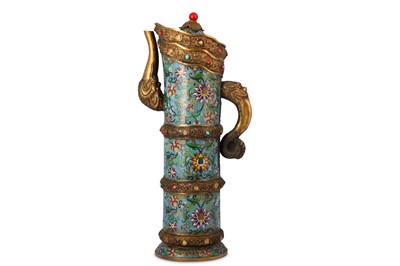 Lot 637 - A CHINESE CLOISONNÉ ENAMEL EWER AND COVER.