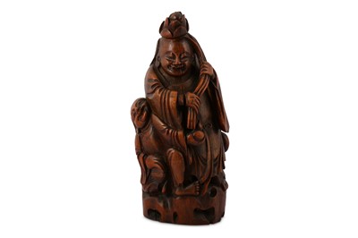 Lot 673 - A CHINESE BAMBOO CARVING OF IMMORTALS.