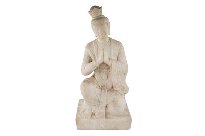 Lot 199 - A Chinese white marble carving of an orant.