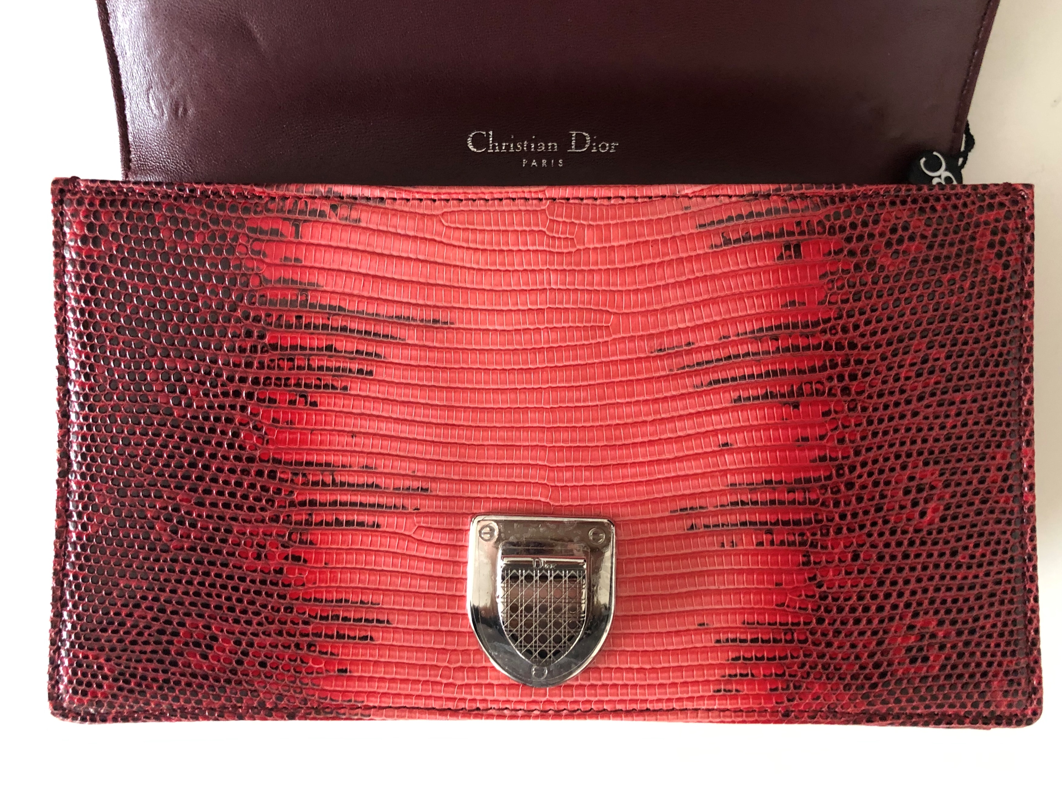 Lot 3 - Christian Dior Red Lizard Diorama Small Flap