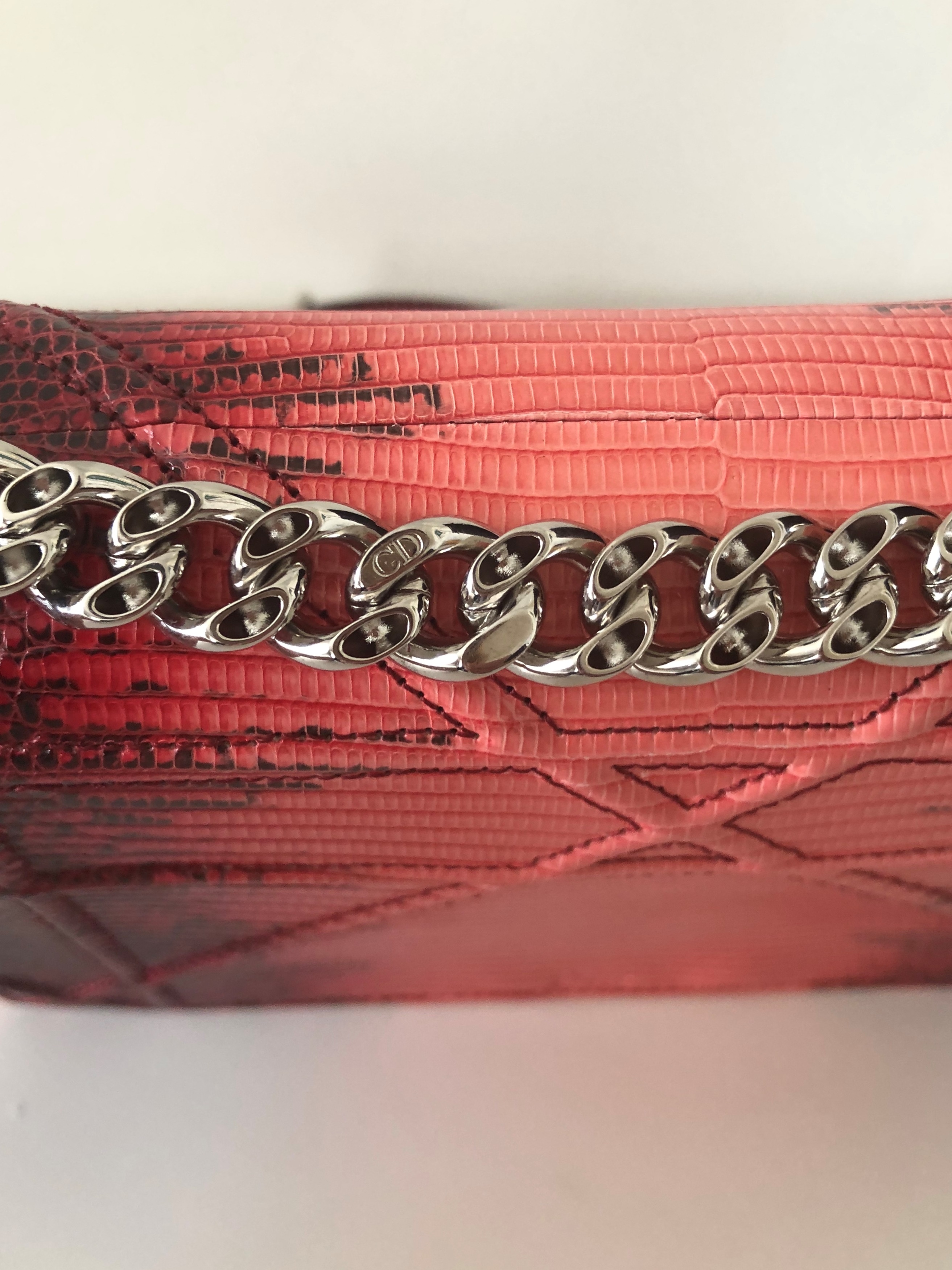 Lot 3 - Christian Dior Red Lizard Diorama Small Flap