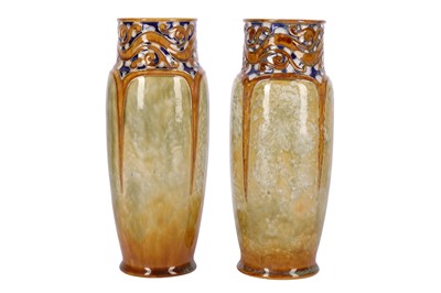 Lot 177 - A pair of Art Nouveau Royal Doulton stoneware vases