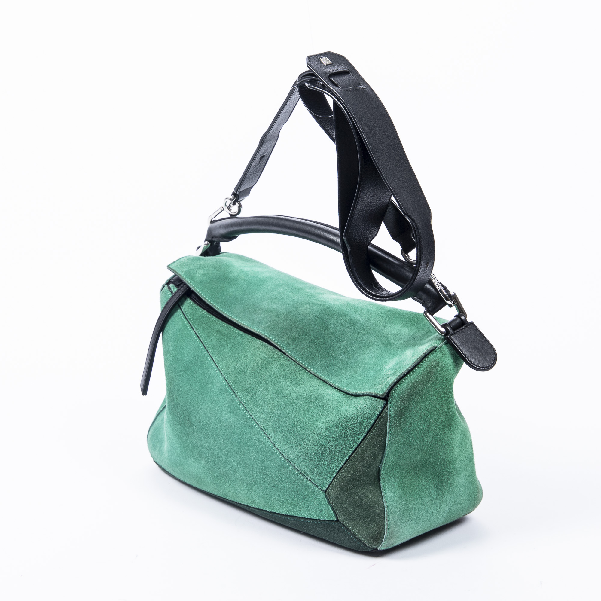 Loewe Small Green Suede Puzzle Bag at 1stDibs