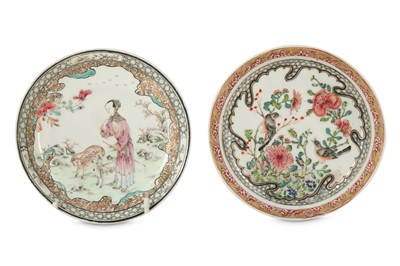 Lot 104 - TWO CHINESE FAMILLE ROSE SAUCER DISHES.