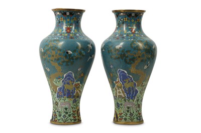 Lot 226 - A PAIR OF CHINESE CLOISONNÉ 'LONGEVITY' BALUSTER VASES.